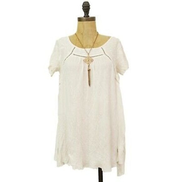 Altard State Embroidered Swing Top Size XS Short Sleeve White Oversized EUC B4 - Picture 1 of 6
